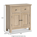 Trelan Oak Mini Sideboard Cabinet from Roseland Furniture - Size Guide