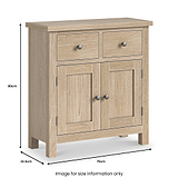 Trelan Oak Mini Sideboard Cabinet from Roseland Furniture - Size Guide