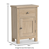 Trelan Oak Single Drawer Small Cupboard from Roseland Furniture - Size Guide