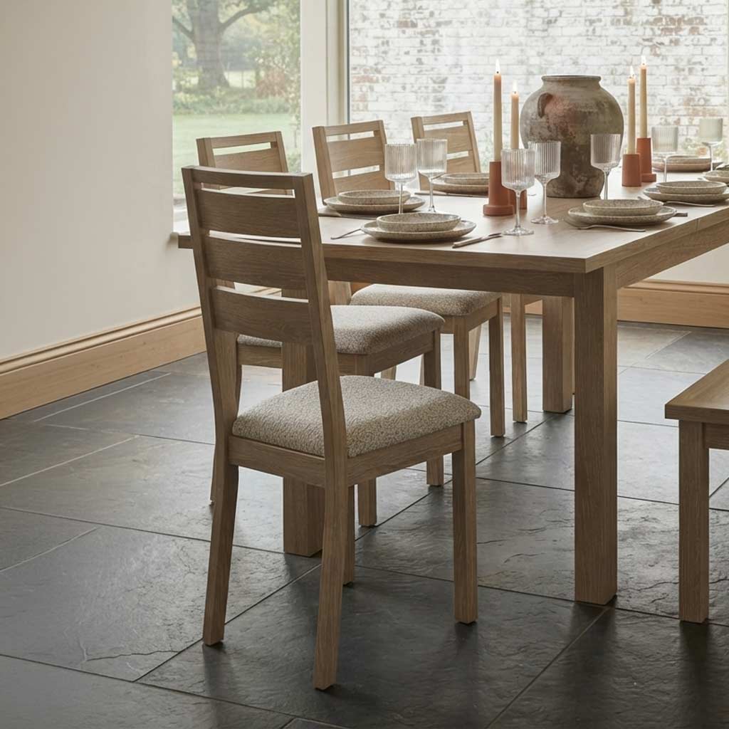 Trelan-Oak-Boucle-Slatted-Dining-Chair-White from Roseland Furniture