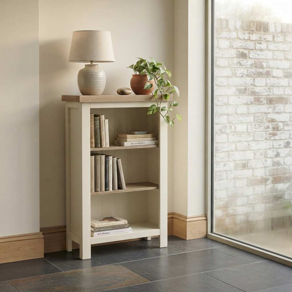 Trelan Painted Small Bookcase Coconut from Roseland Furniture