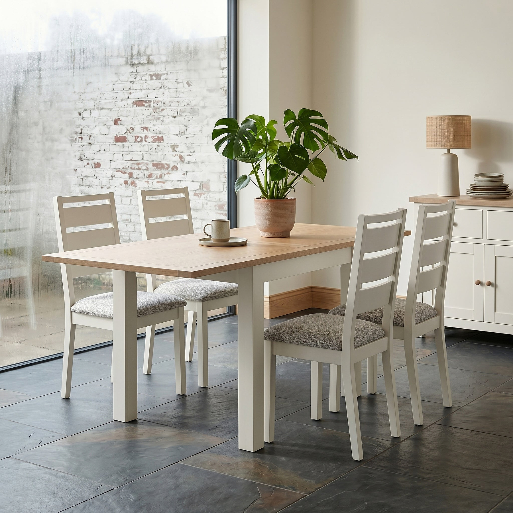 Trelan Painted 160cm Flip Top Dining Table Coconut from Roseland Furniture