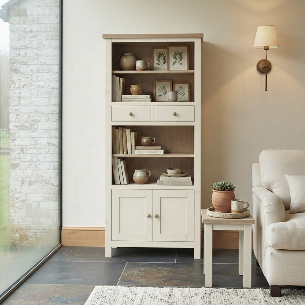 Trelan Painted Display Bookcase Coconut from Roseland Furniture