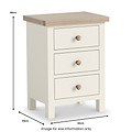 Trelan Painted 3 Drawer Bedside Dimensions from Roseland Furniture