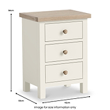 Trelan Painted 3 Drawer Bedside Dimensions from Roseland Furniture