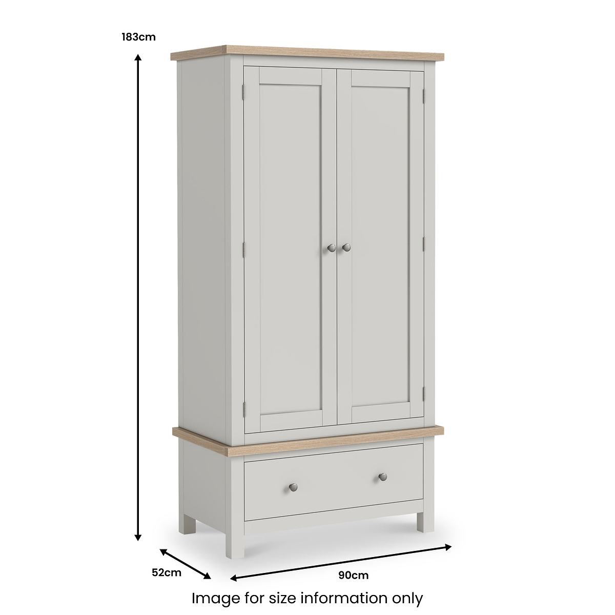 Trelan Painted Double Wardrobe Dimensions from Roseland Furniture