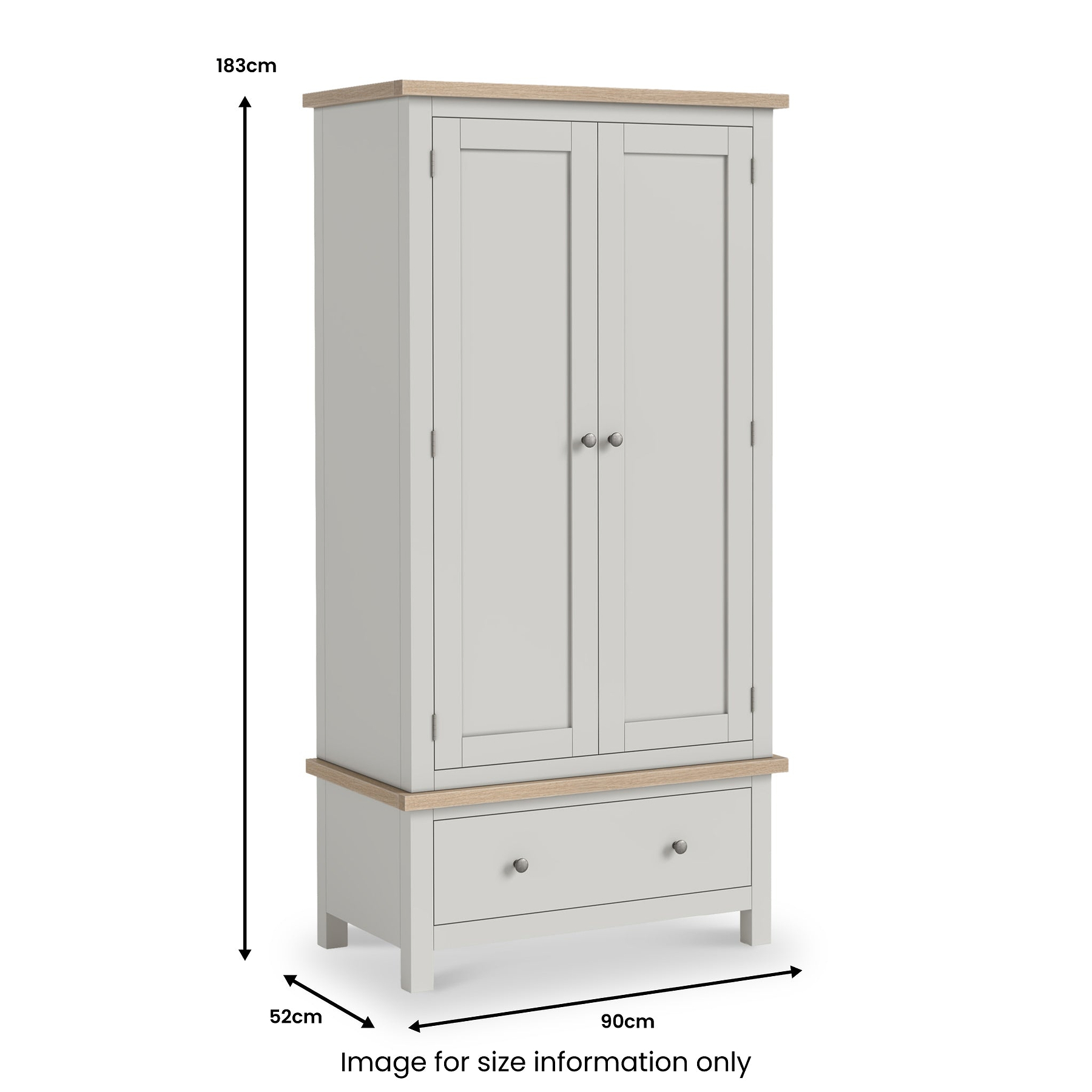 Trelan Painted Double Wardrobe Dimensions from Roseland Furniture