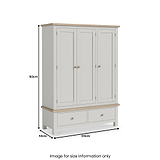Trelan Painted 2 Drawer Triple Wardrobe Light Grey from Roseland Furniture