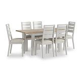Trelan Painted Boucle Slatted Back Dining Chair Charcoal Light Grey from Roseland Furniture