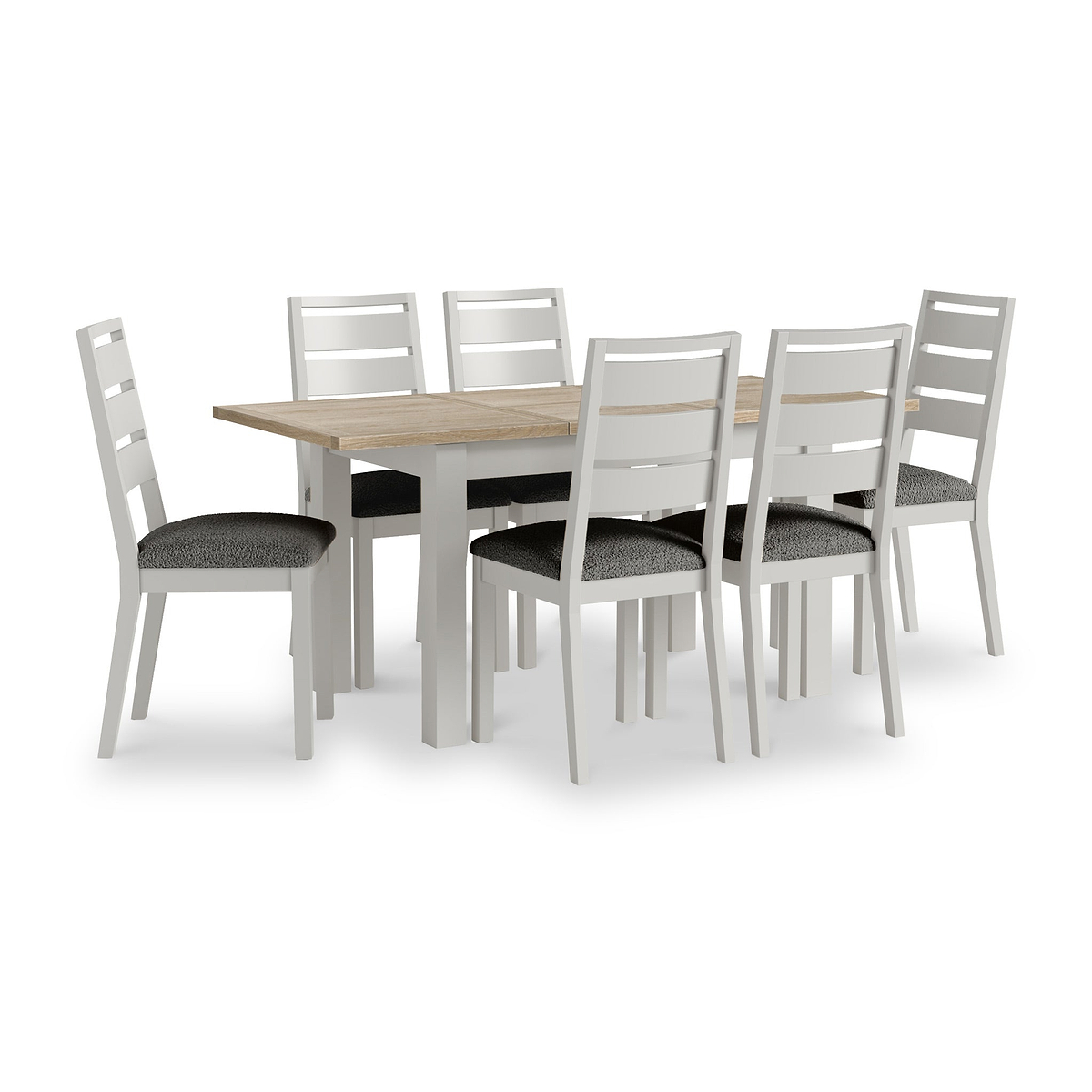 Trelan Painted Boucle Slatted Back Dining Chair Charcoal Light Grey from Roseland Furniture