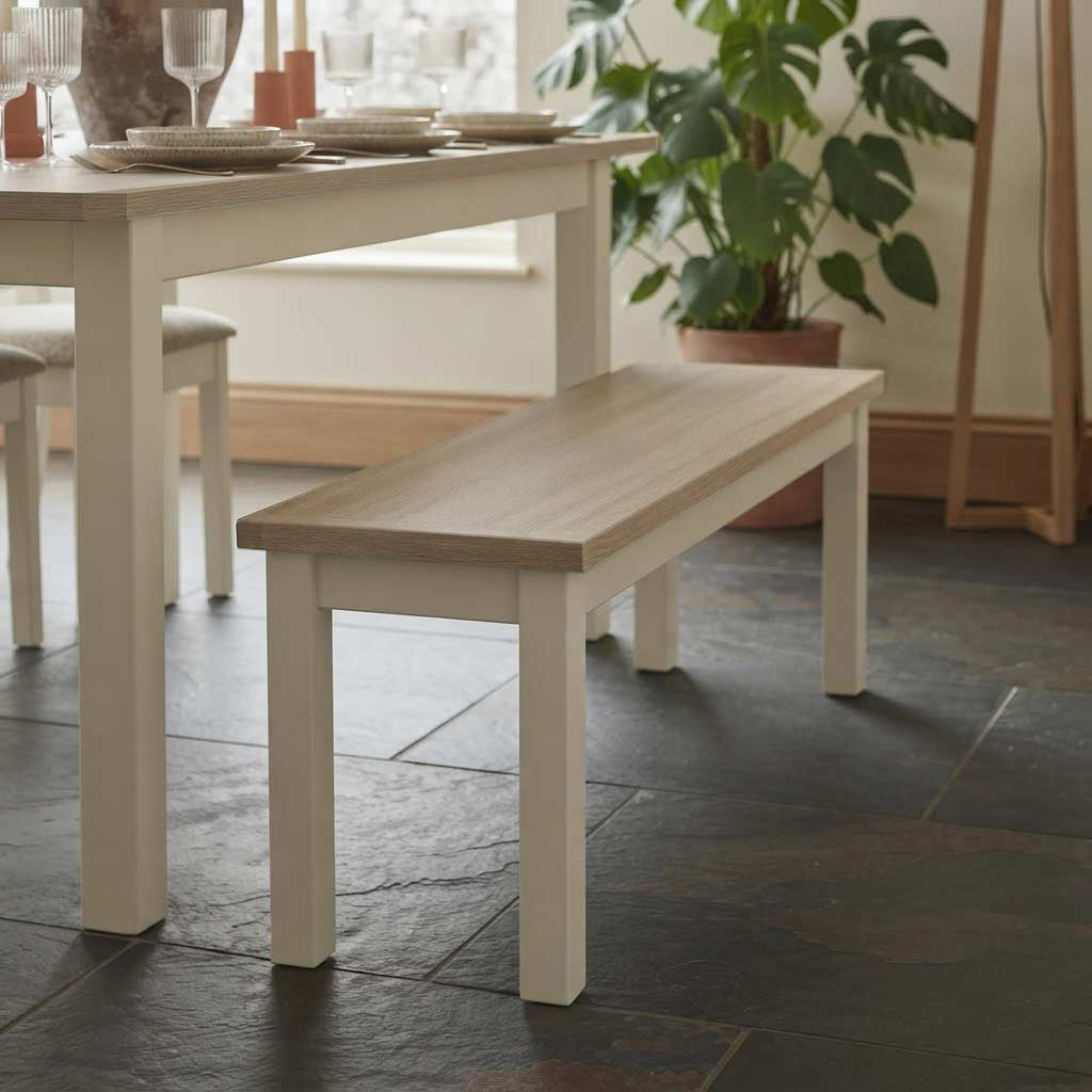 Trelan Painted 95cm Dining Bench Coconut from Roseland Furniture