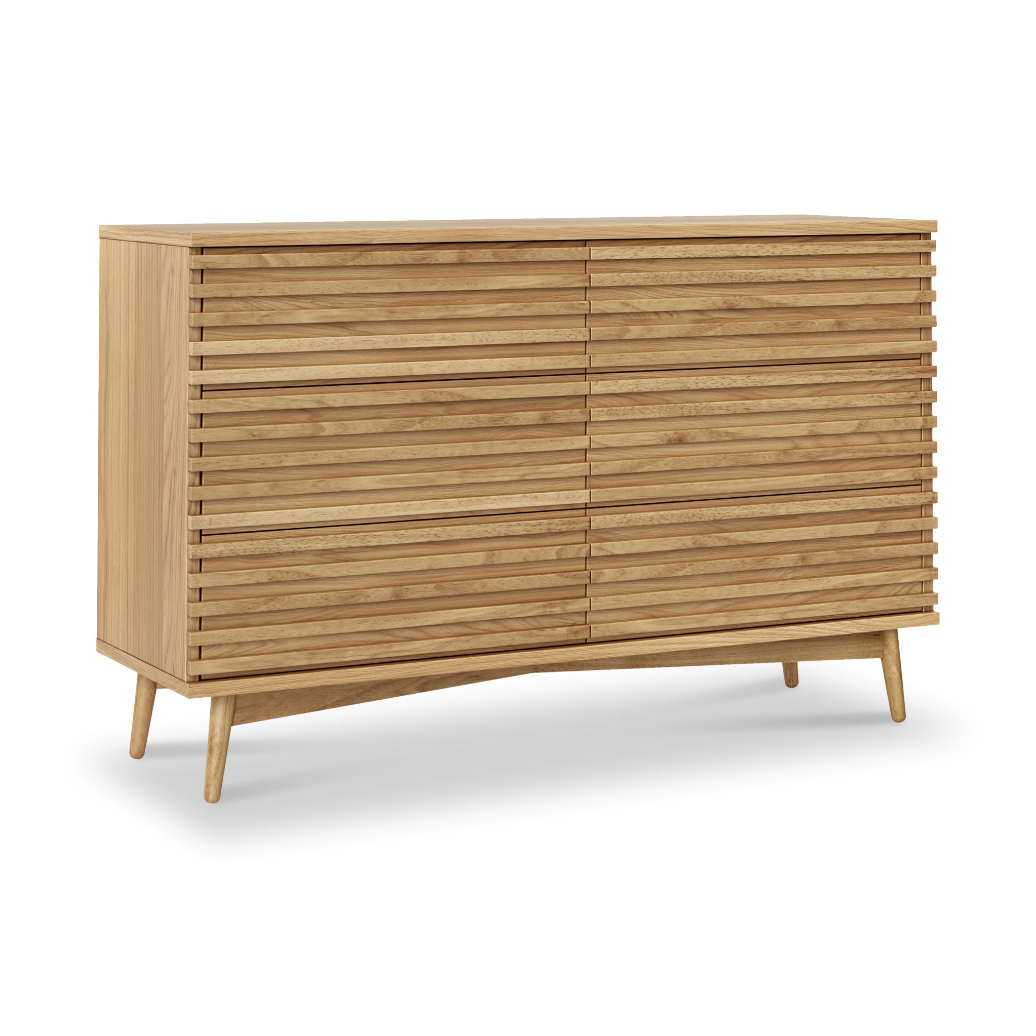 Kari Light Oak 6 Drawer Chest of Drawers, Scandi Storage | Roseland