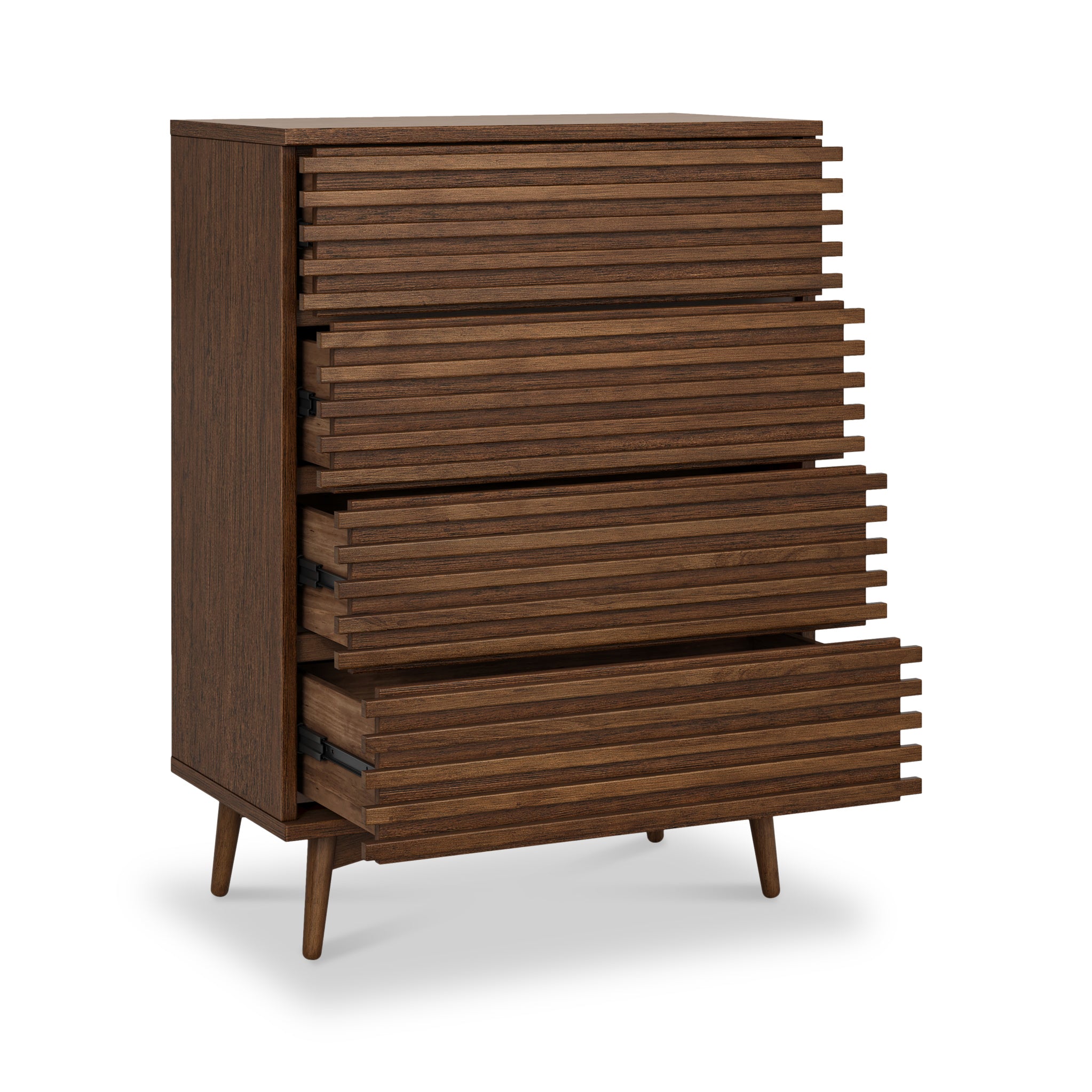 Kari Dark Oak 4 Drawer Chest of Drawers, Scandi Storage | Roseland