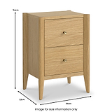 Cavell Oak 2 Drawer Bedside Natural  from Roseland Furniture