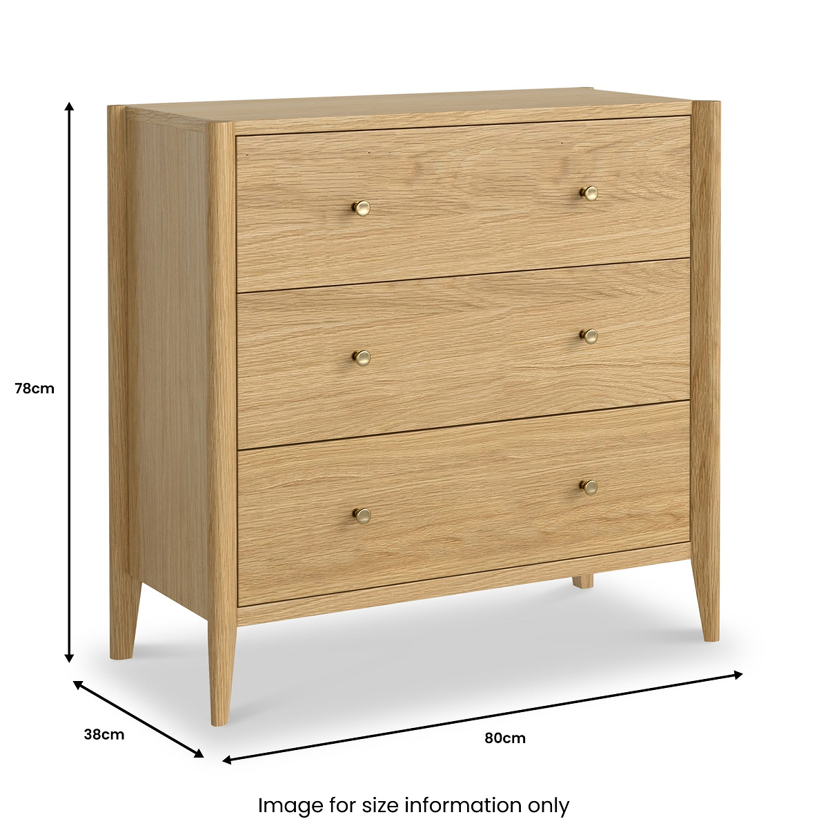 Cavell Oak 3 Drawer Chest Natural  from Roseland Furniture