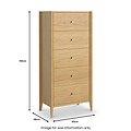 Cavell Oak 5 Drawer Tall Boy Chest Natural  from Roseland Furniture