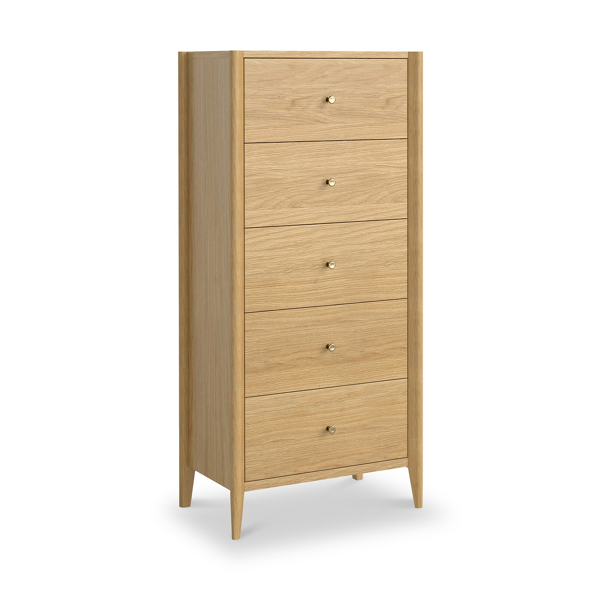 Cavell Oak 5 Drawer Tall Boy Chest Natural  from Roseland Furniture