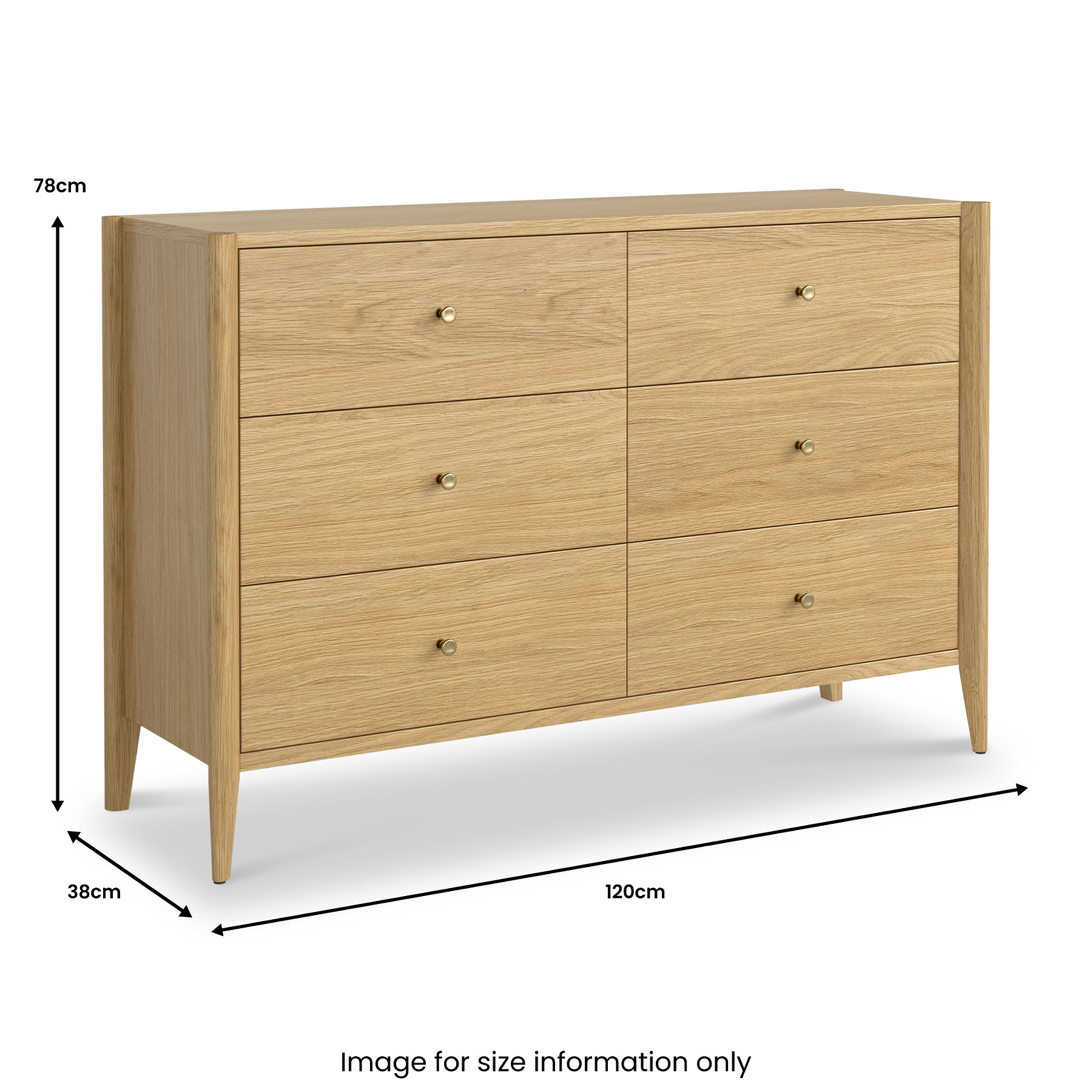 Cavell Oak 6 Drawer Chest Natural  from Roseland Furniture