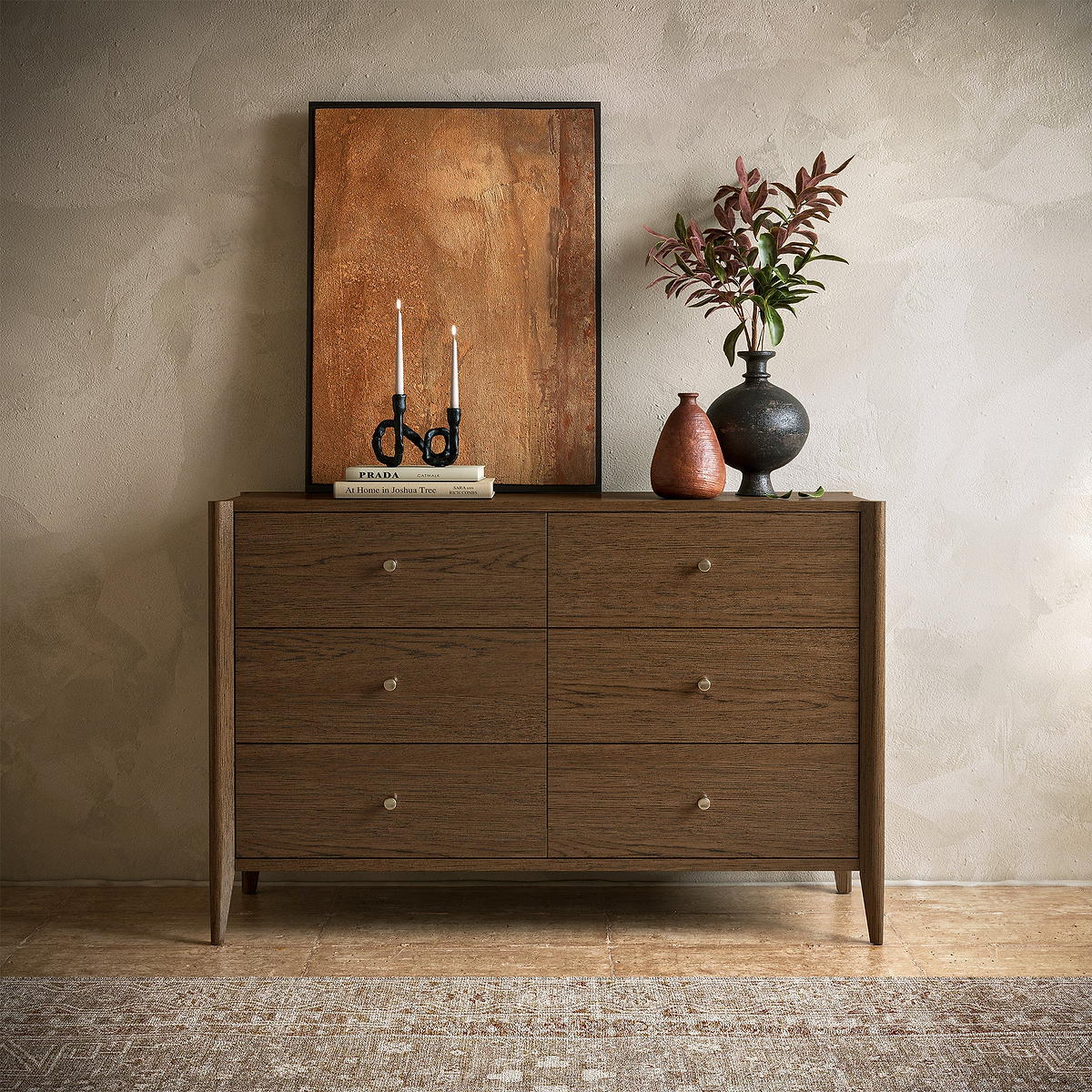 Cavell Oak Brown 6 Drawer Chest Lifestyle