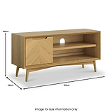 Flintham Oak 110cm Small TV Unit Dims from Roseland Furniture