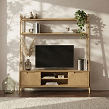 Flintham Oak 160cm Ladder Display and TV Unit Dims from Roseland Furniture