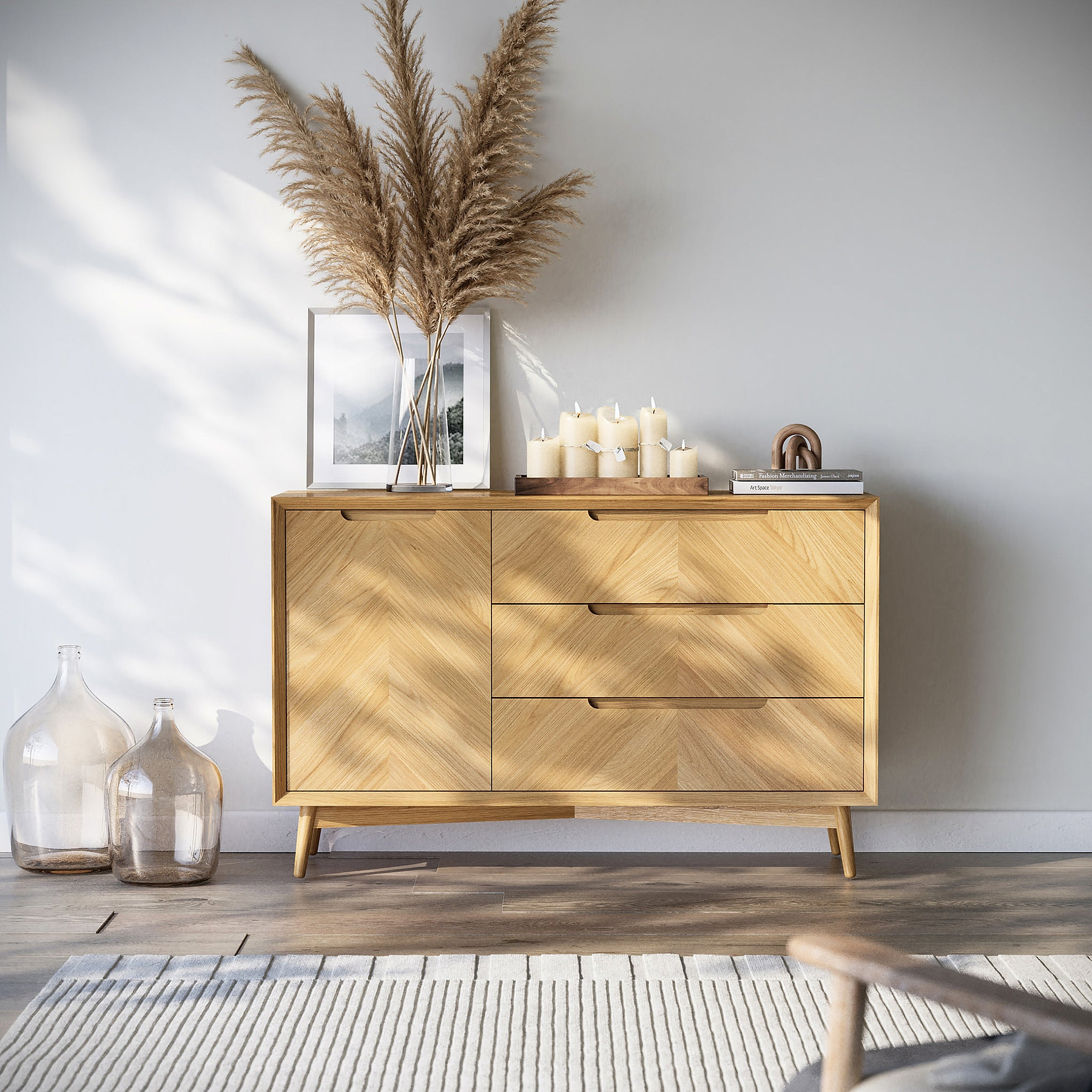 Flintham Oak Small Sideboard Lifestyle