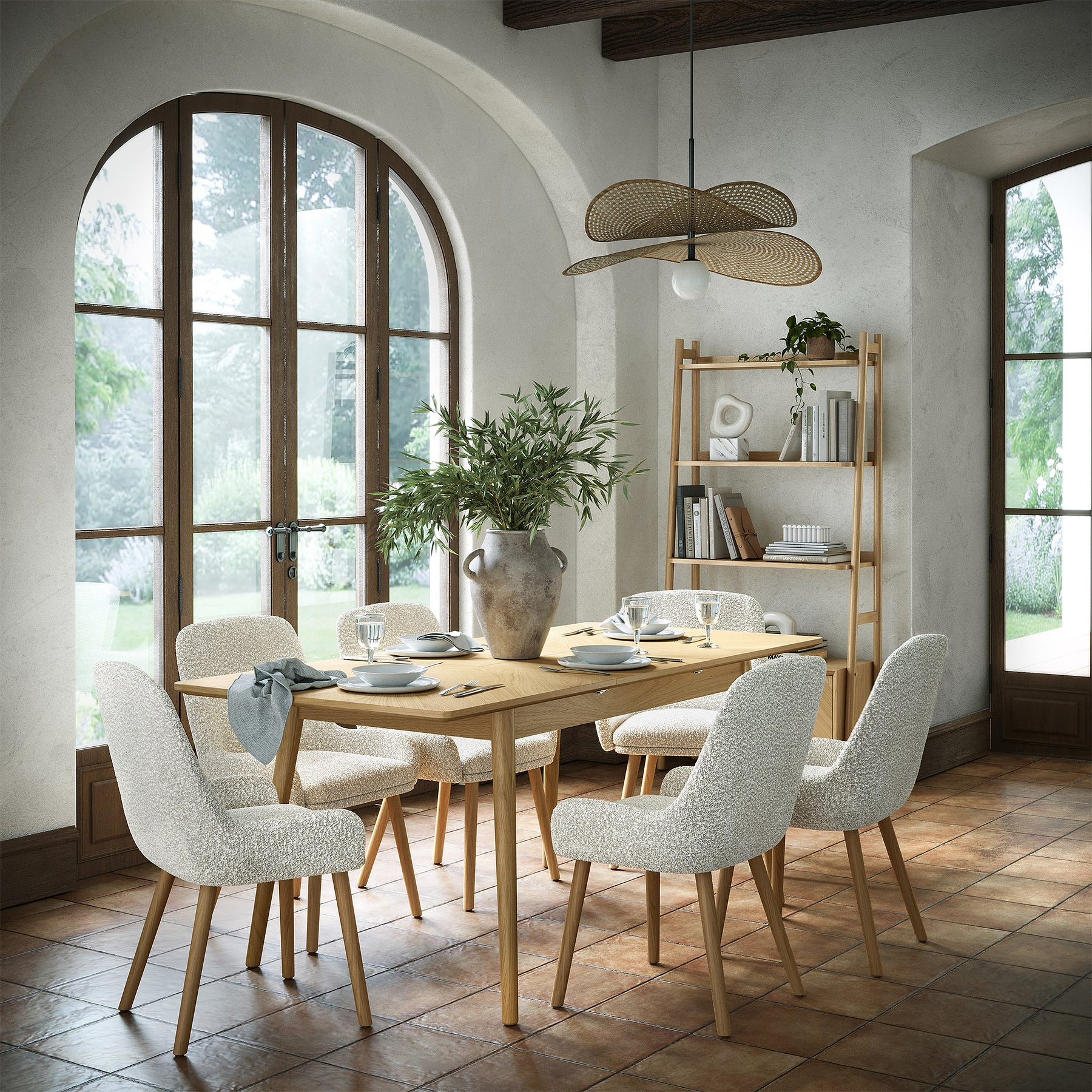 Flintham Oak 180-230cm Oval Extendable Dining Table Lifestyle
