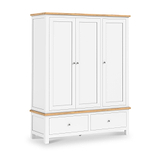 Farrow-XL-Triple-Wardrobe-w-2Drawer-white from Roseland Furniture