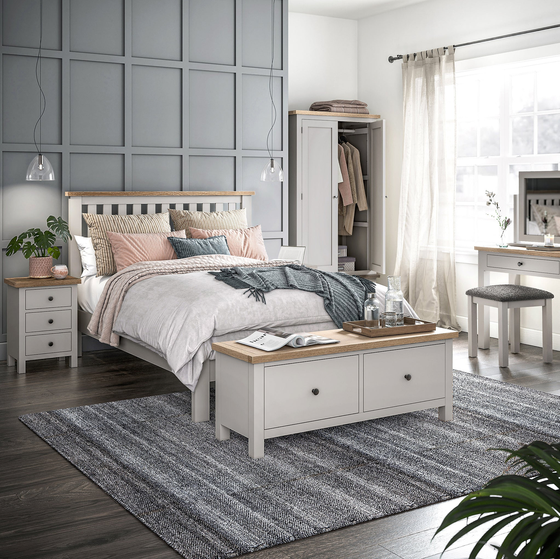 Trelan Bedframe Double Light Grey from Roseland Furniture