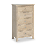Farrow-Oak-XL-5-Drawer-Tallboy from Roseland Furniture