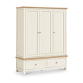 Farrow-xl-triple-wardrobe-with-2-drawers-cream from Roseland Furniture