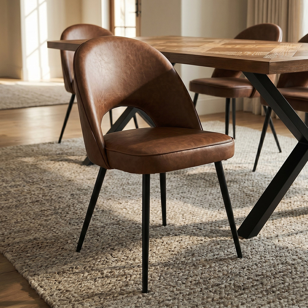 Connoly Faux Leather Dining Chair Brown from Roseland Furniture