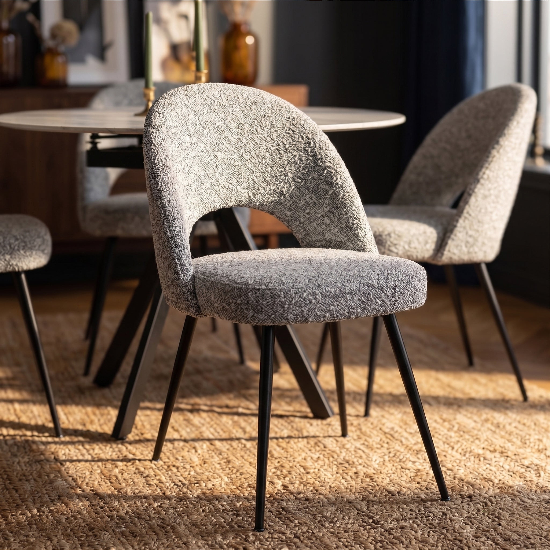 Hughes Boucle Dining Chair Grey from Roseland Furniture
