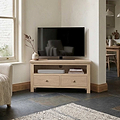 Trelan Washed Oak 2 Drawer Corner TV Unit from Roseland Furniture