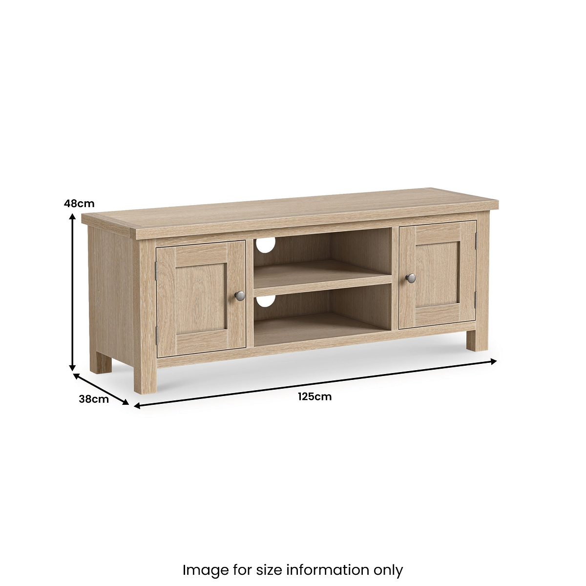 Treland Washed Oak 125cm Large TV Unit from Roseland Furniture
