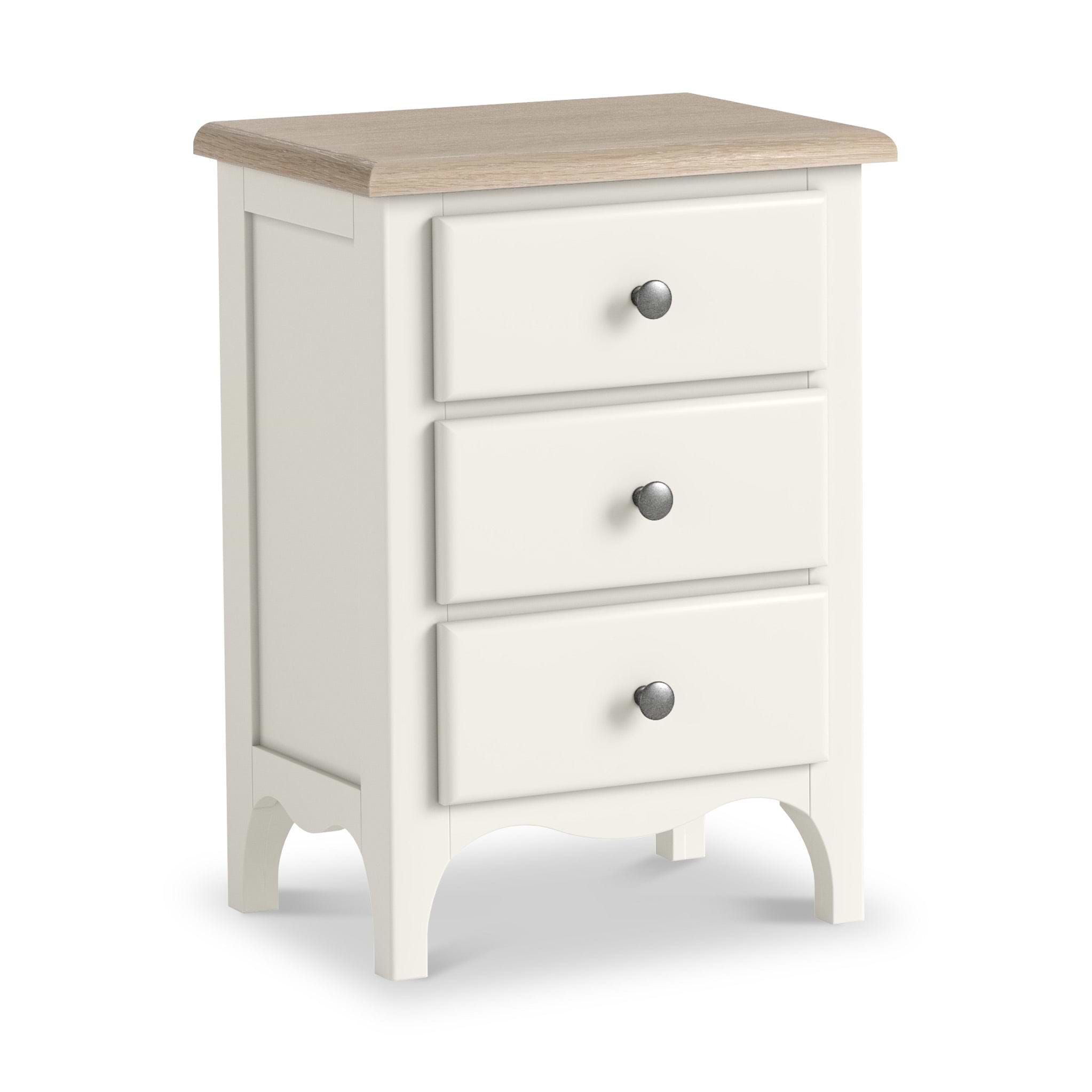 Celine Coconut White Oak Top 3 Drawer Bedside from Roseland Furniture