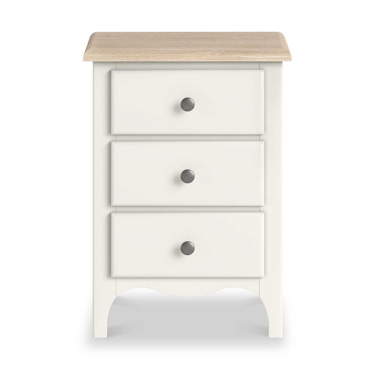 Celine Coconut White Oak Top 3 Drawer Bedside from Roseland Furniture