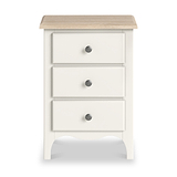 Celine Coconut White Oak Top 3 Drawer Bedside from Roseland Furniture