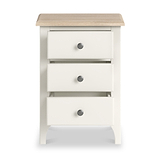Celine Coconut White Oak Top 3 Drawer Bedside from Roseland Furniture