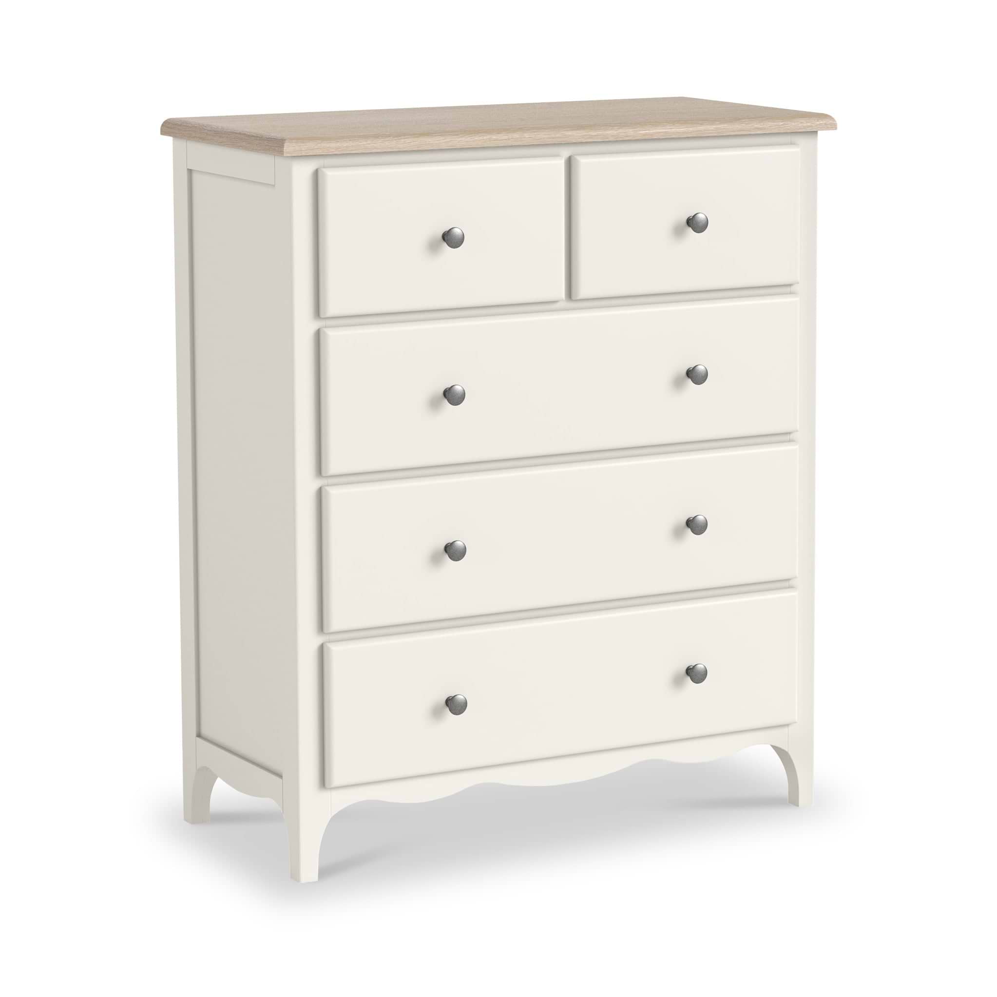 Celine Coconut White 2 Over 3 Drawer Chest of Drawers | Roseland