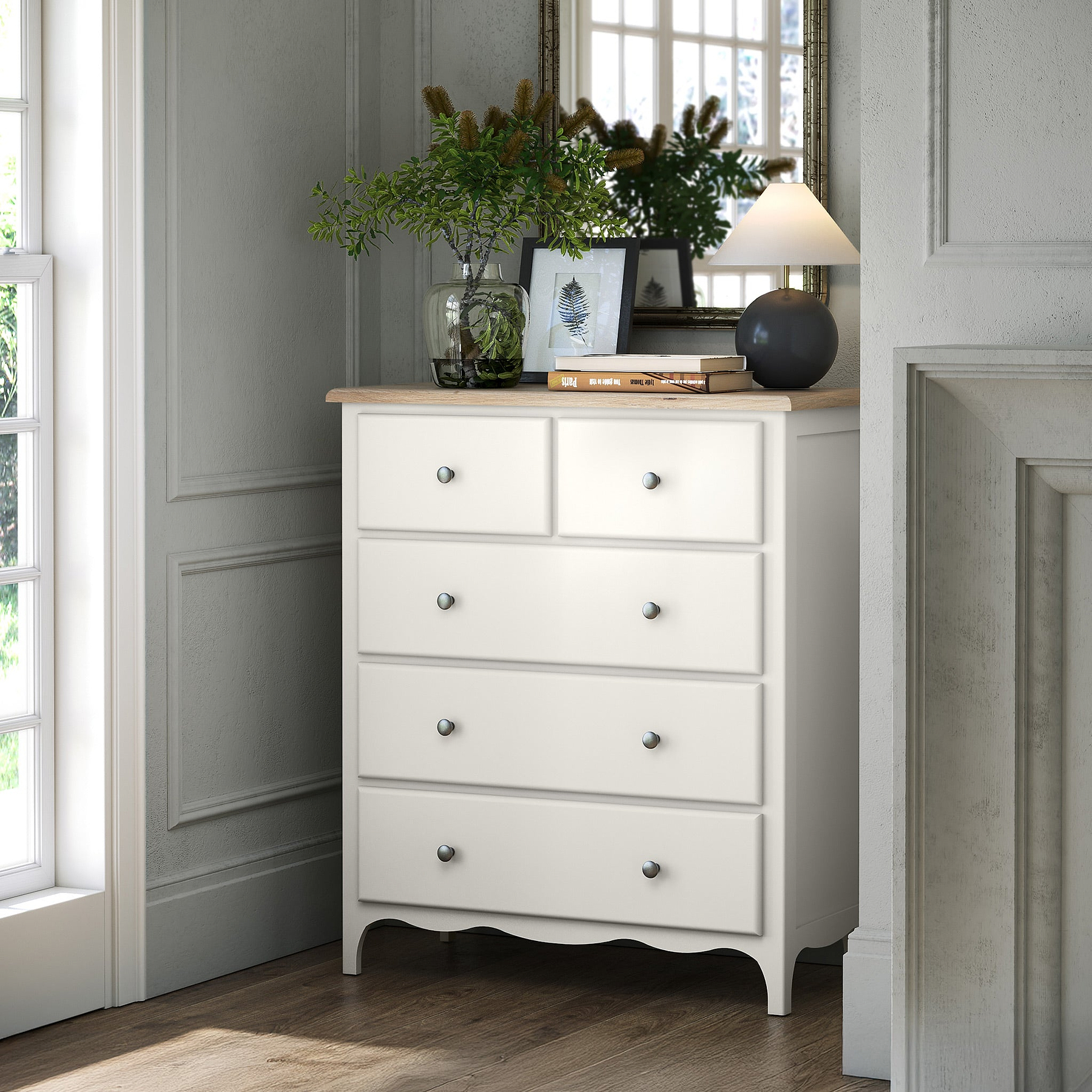 Celine Coconut White Oak Top 2 Over 3 Drawer Chest from Roseland Furniture