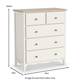 Celine Coconut White Oak Top 2 Over 3 Drawer Chest Dims from Roseland Furniture
