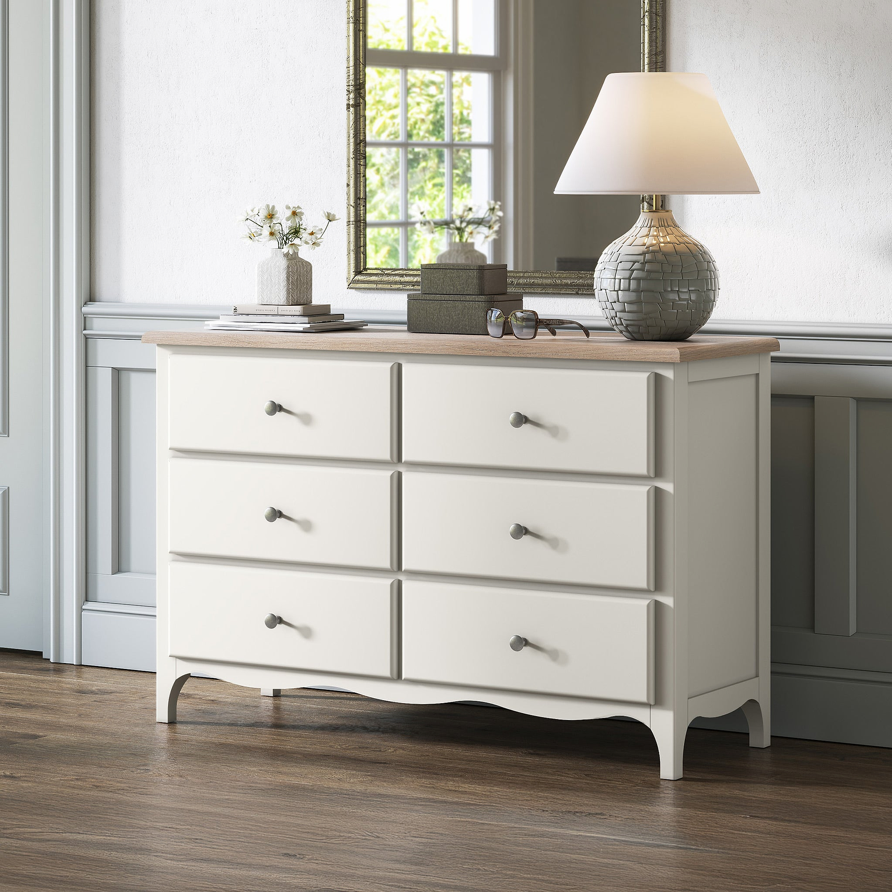 Celine Coconut White Oak Top 6 Drawer Chest from Roseland Furniture