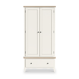Celine Coconut White Oak Top Double Wardrobe from Roseland Furniture