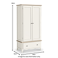 Celine Coconut White Oak Top Double Wardrobe from Roseland Furniture