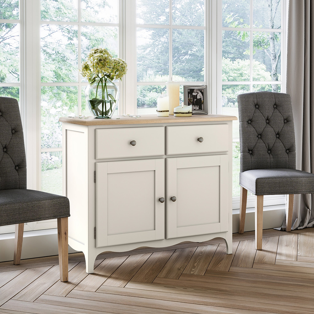 Celine Coconut White Oak Top Small Sideboard from Roseland Furniture