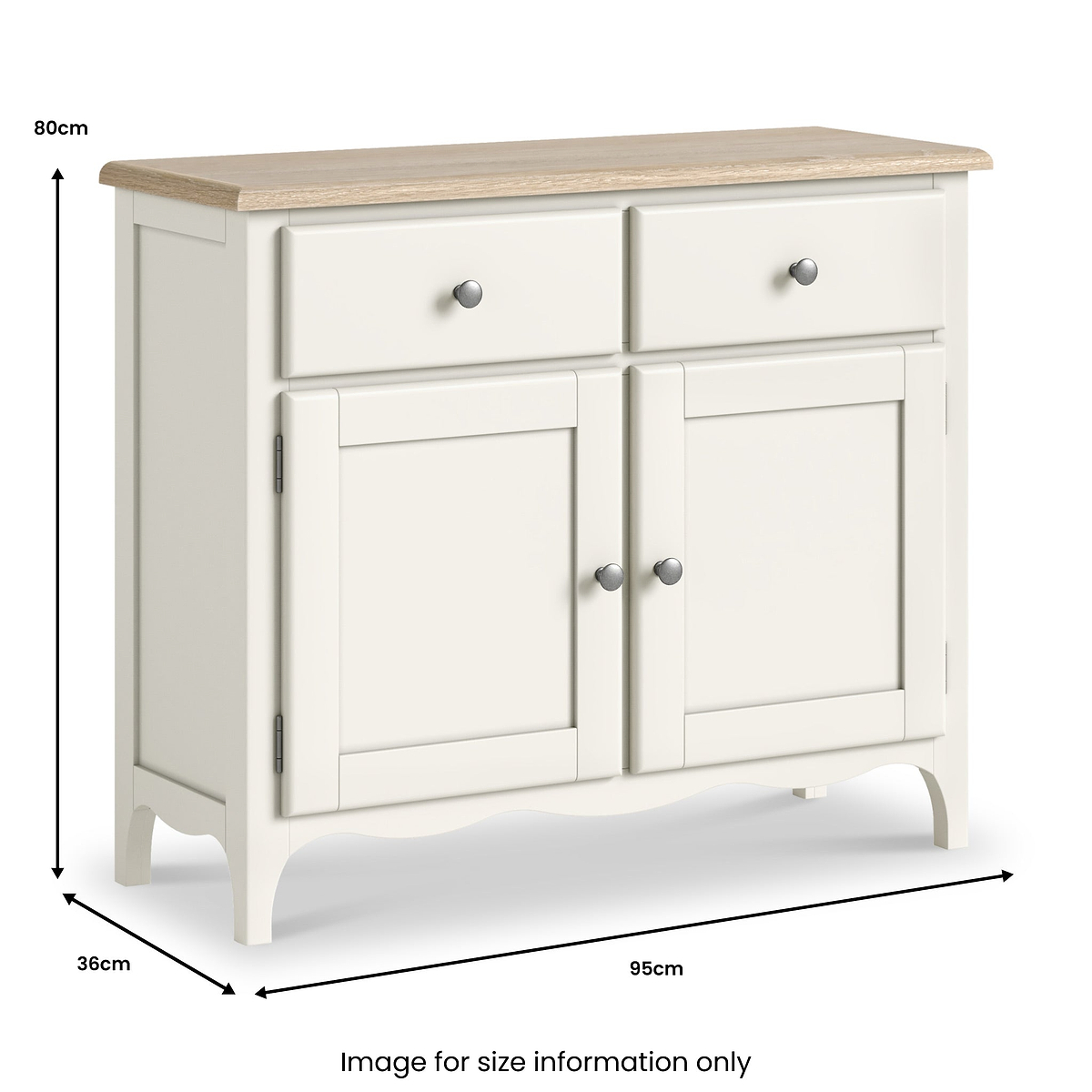 Celine Coconut White Oak Top Small Sideboard Dims from Roseland Furniture