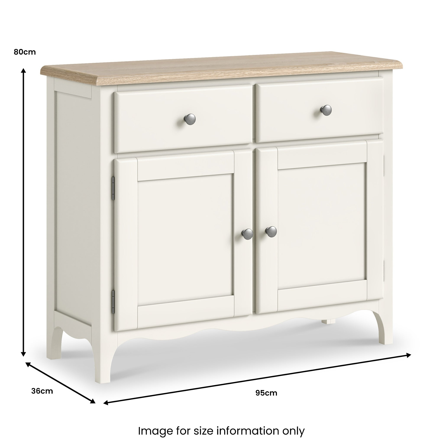 Celine Coconut White Oak Top Small Sideboard Dims from Roseland Furniture