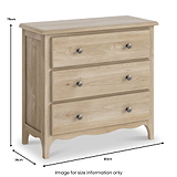 Celine Washed Oak 3 Drawer Chest dimensions