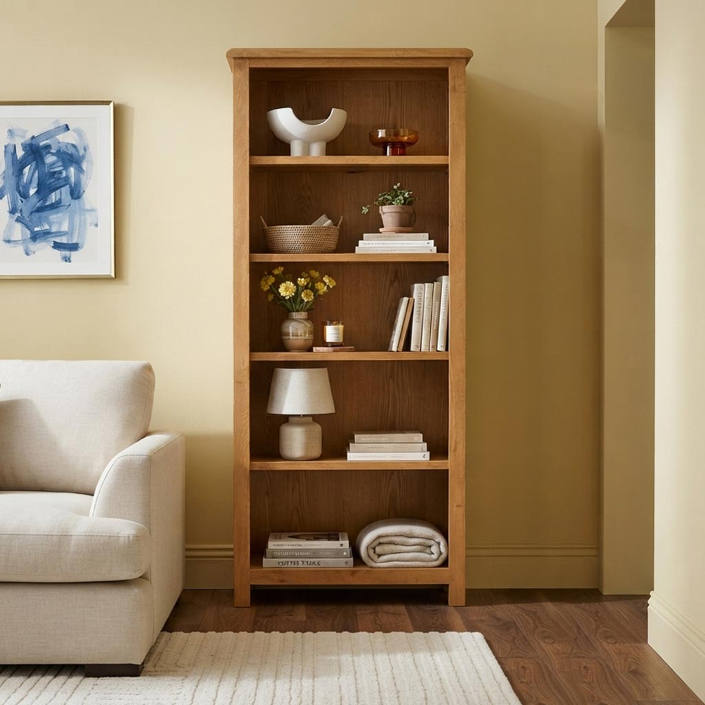 Lanner Oak Large Bookcase by Roseland Furniture